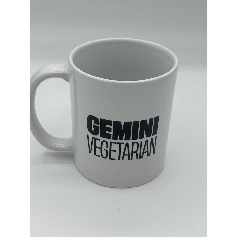 Gemini Vegetarian Coffee Mug Funny Zodiac Astrology White Ceramic Tea Cup Gift